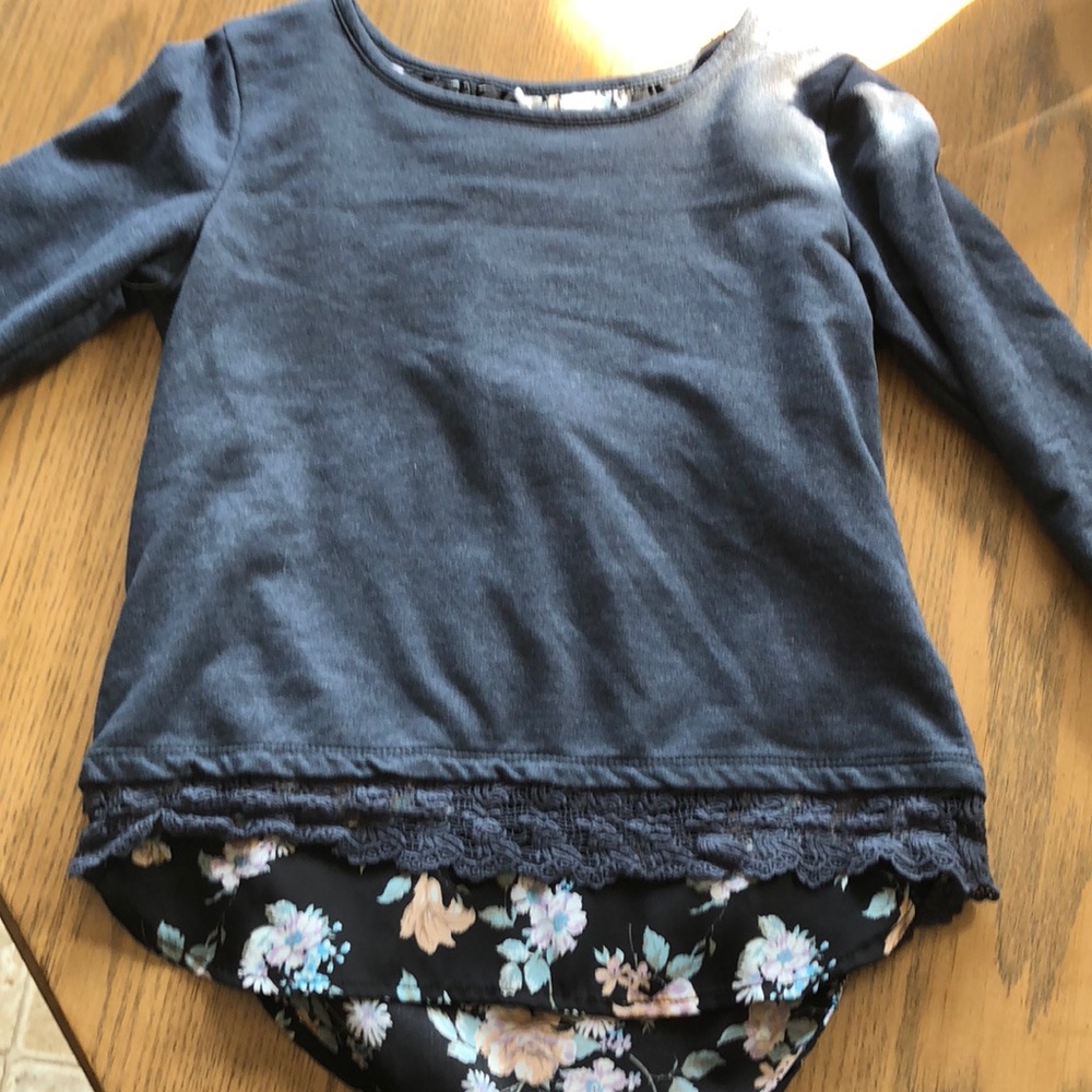 Grey Long Sleeve with Floral underneath